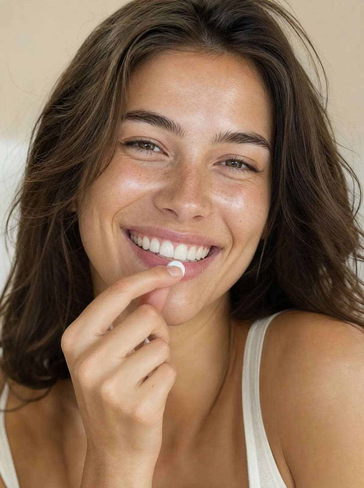 A person enjoying a fresh Floe mint